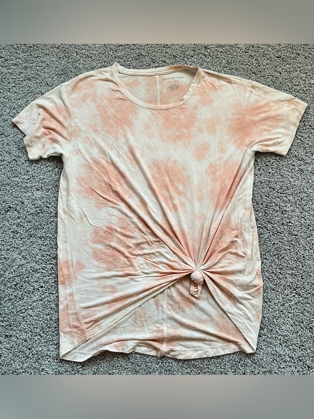 American Eagle Outfitters Pink Tie-Dye Knot Front Women’s Tee